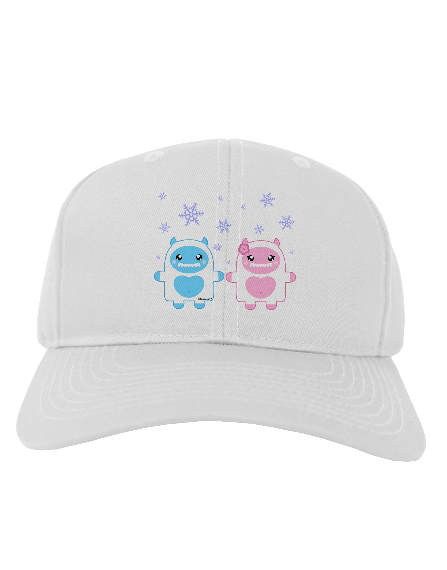 Cute Abominable Snowman Yeti Couple - Christmas Adult Baseball Cap Hat-Baseball Cap-TooLoud-White-One Size-Davson Sales