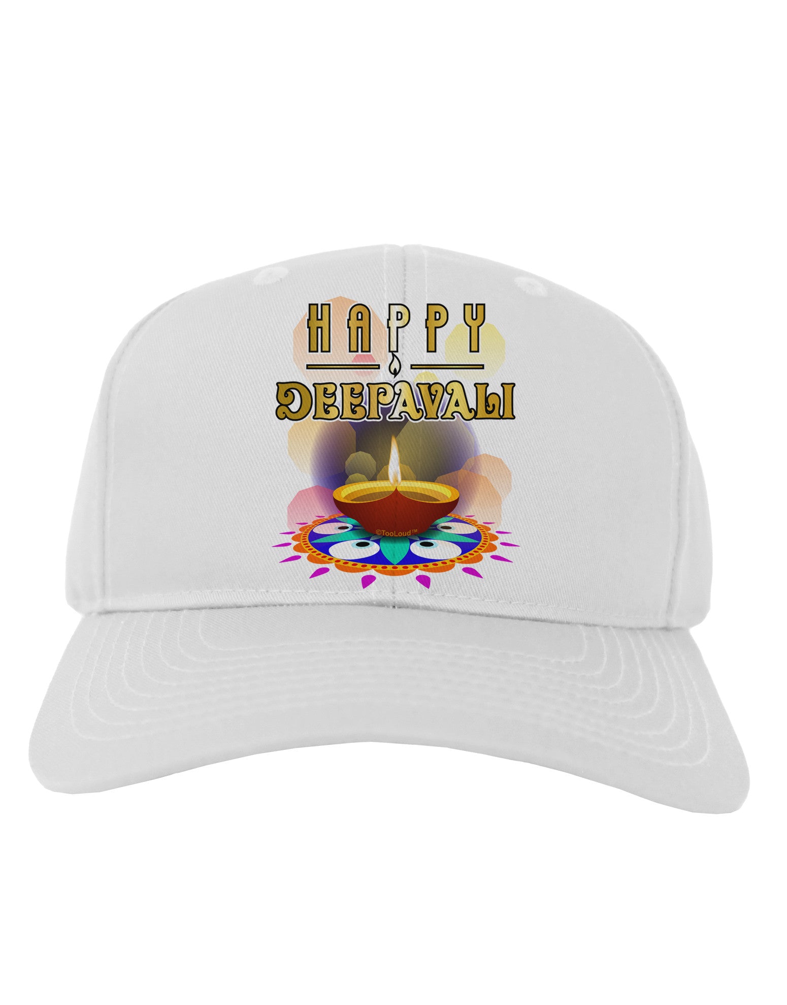 Happy Deepavali - Rangoli and Diya Adult Baseball Cap Hat by-Baseball Cap-TooLoud-White-One Size-Davson Sales