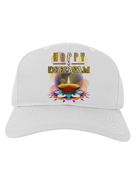 Happy Deepavali - Rangoli and Diya Adult Baseball Cap Hat by-Baseball Cap-TooLoud-White-One Size-Davson Sales