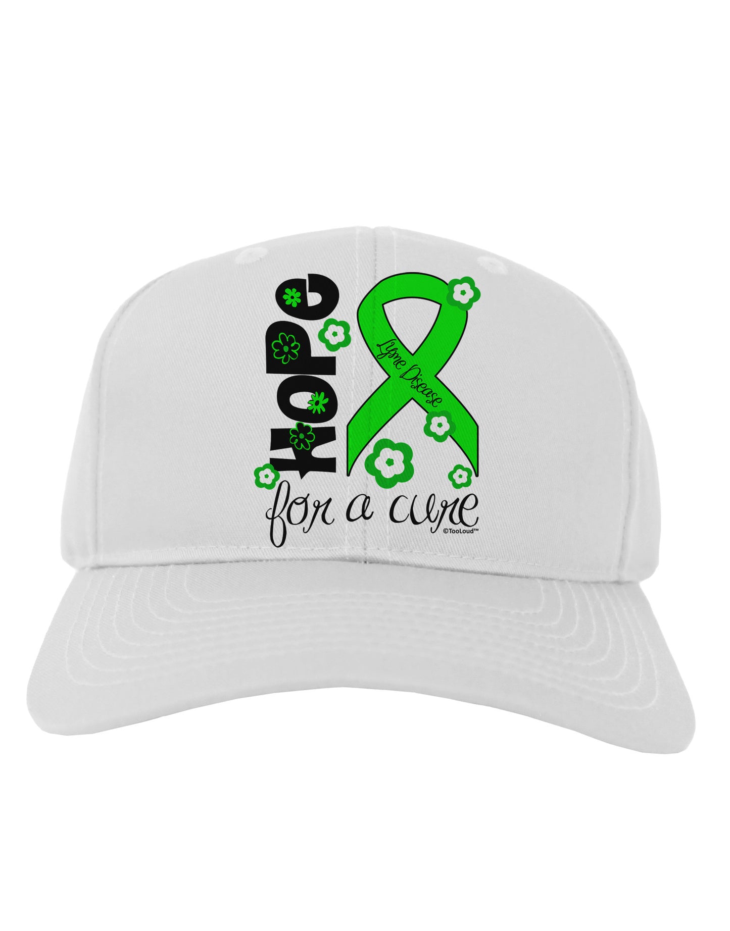 Hope for a Cure - Lime Green Ribbon Lyme Disease - Flowers Adult Baseball Cap Hat-Baseball Cap-TooLoud-White-One Size-Davson Sales