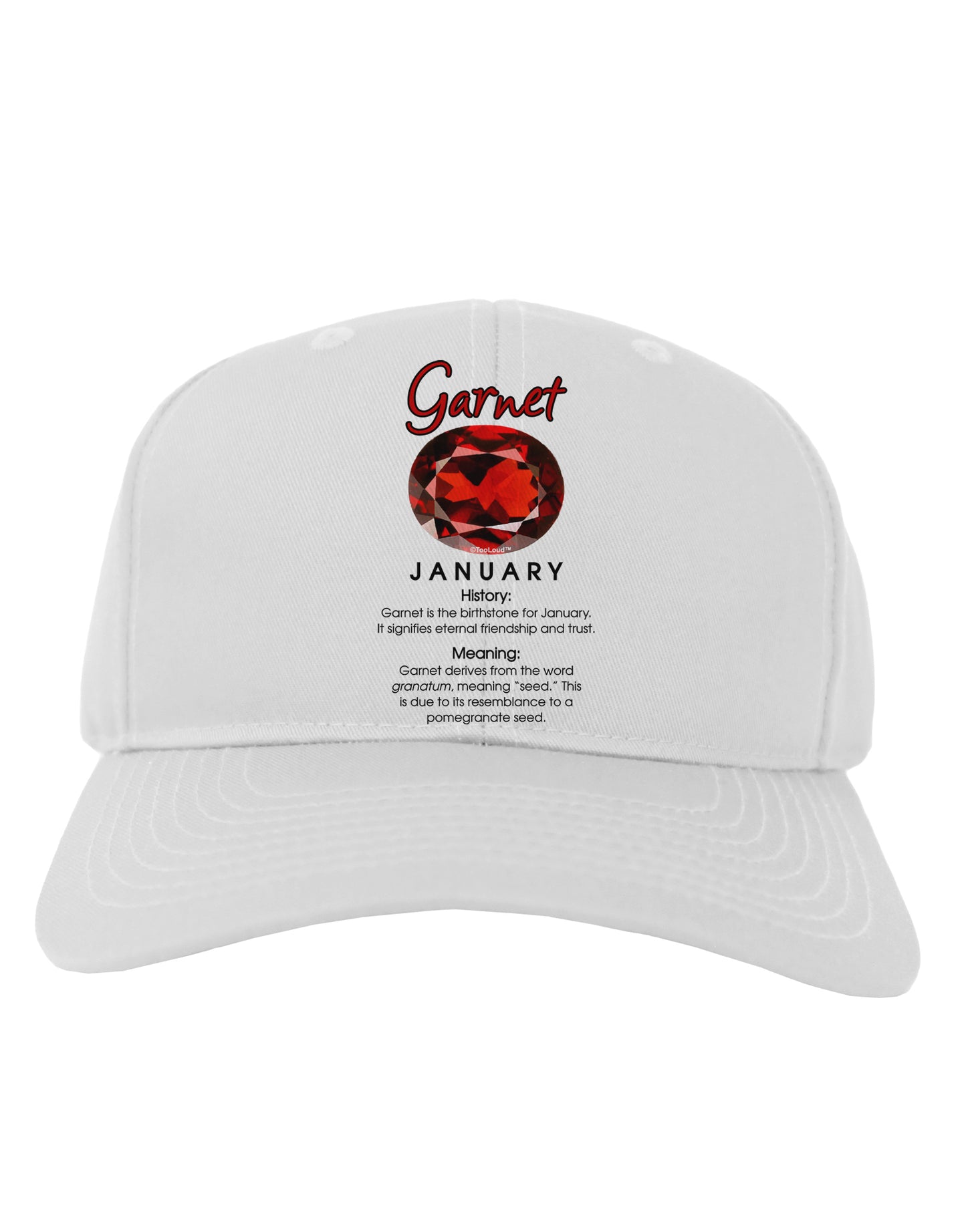 Birthstone Garnet Adult Baseball Cap Hat-Baseball Cap-TooLoud-White-One Size-Davson Sales