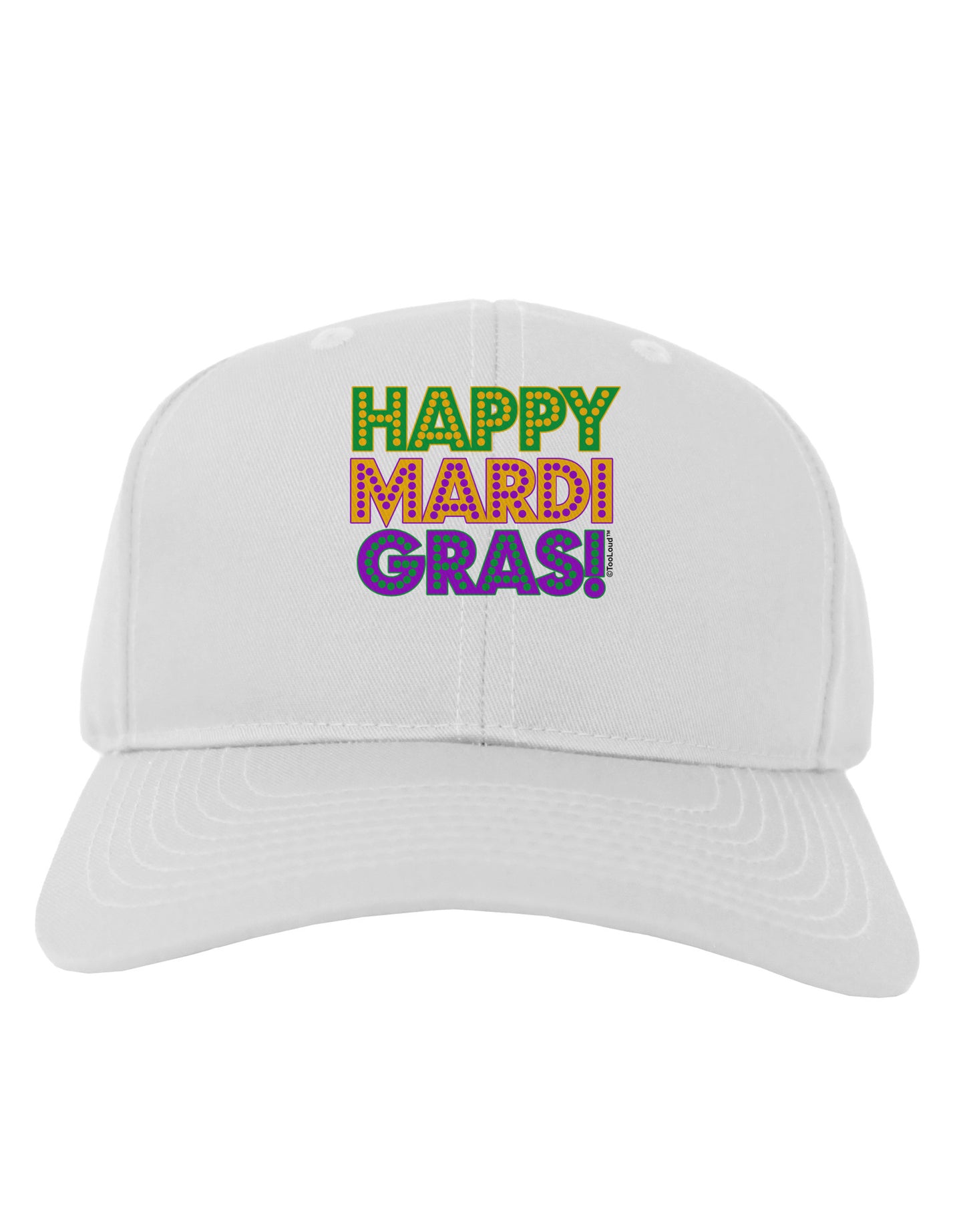 Happy Mardi Gras Text Adult Baseball Cap Hat by TooLoud-Baseball Cap-TooLoud-White-One Size-Davson Sales