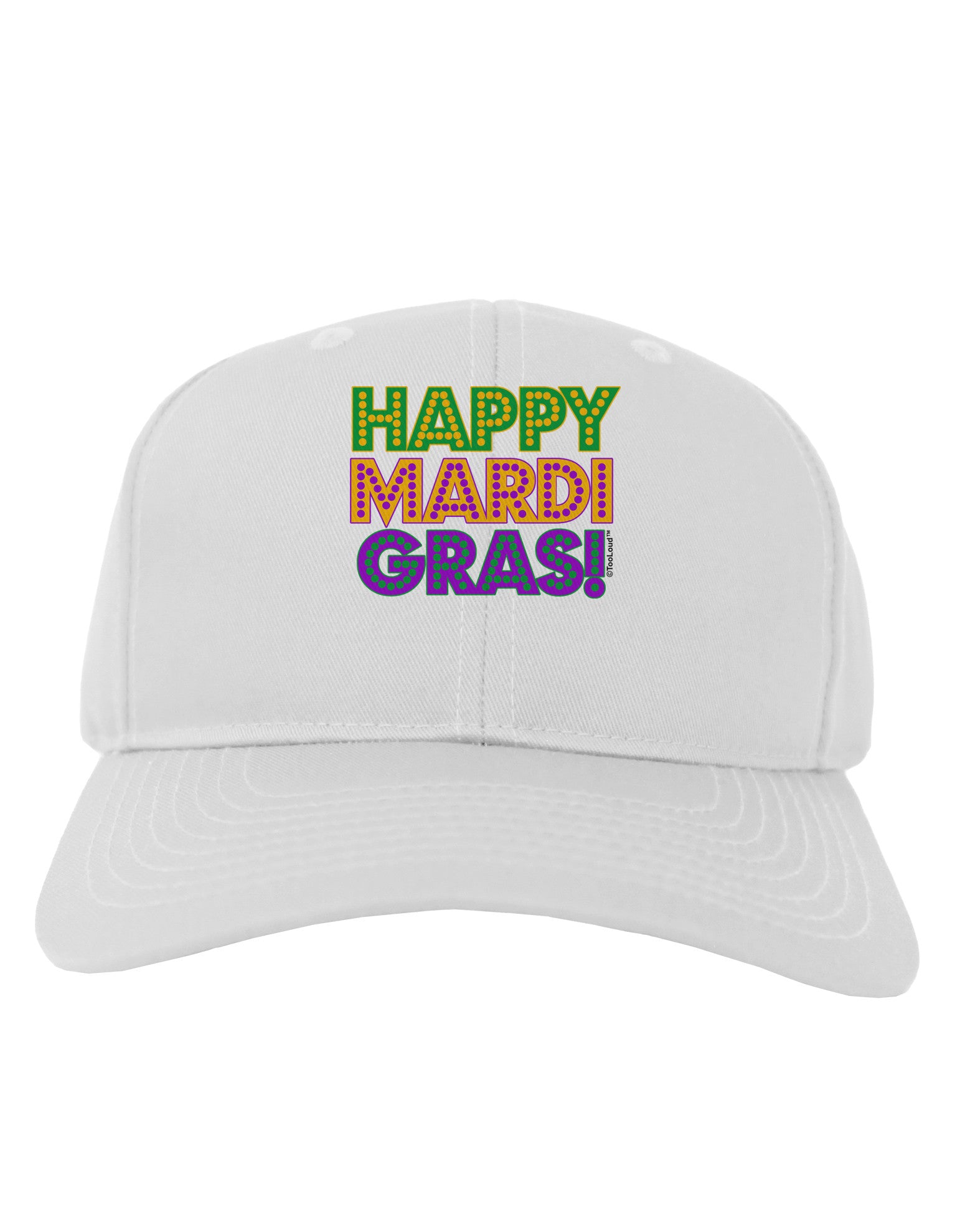 Happy Mardi Gras Text Adult Baseball Cap Hat by TooLoud-Baseball Cap-TooLoud-White-One Size-Davson Sales