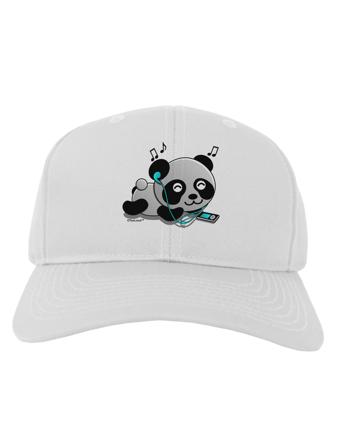 Cute Panda With Ear Buds Adult Baseball Cap Hat-Baseball Cap-TooLoud-White-One Size-Davson Sales