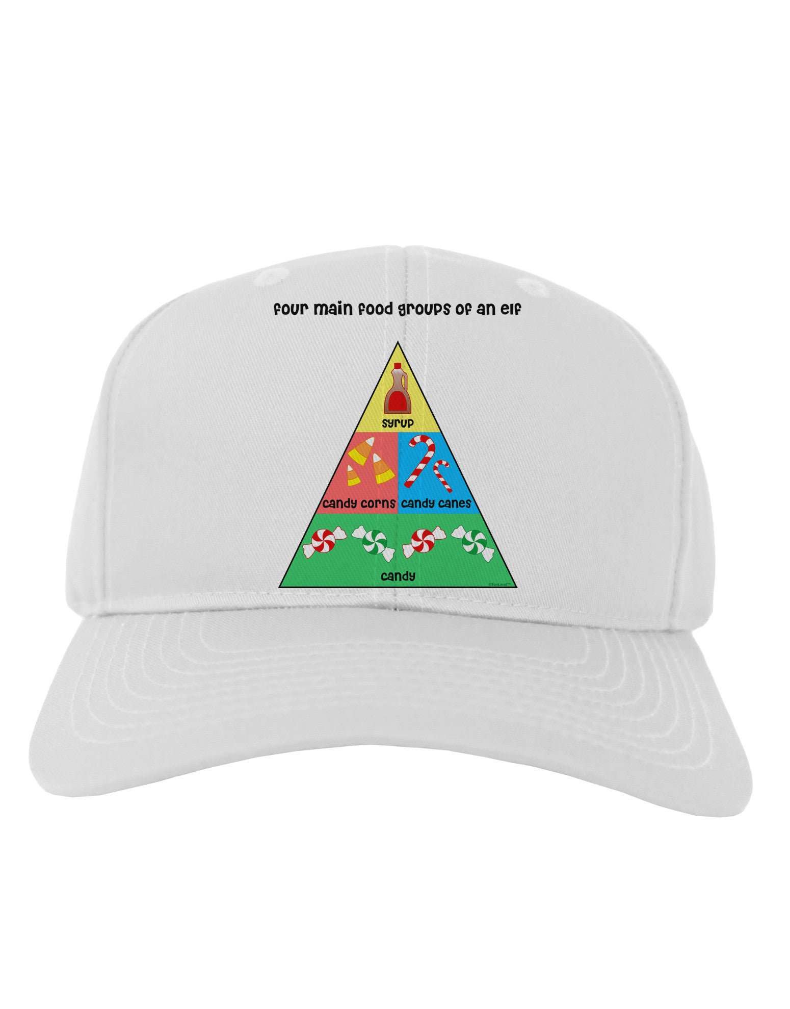 Four Main Food Groups of an Elf - Christmas Adult Baseball Cap Hat-Baseball Cap-TooLoud-White-One Size-Davson Sales
