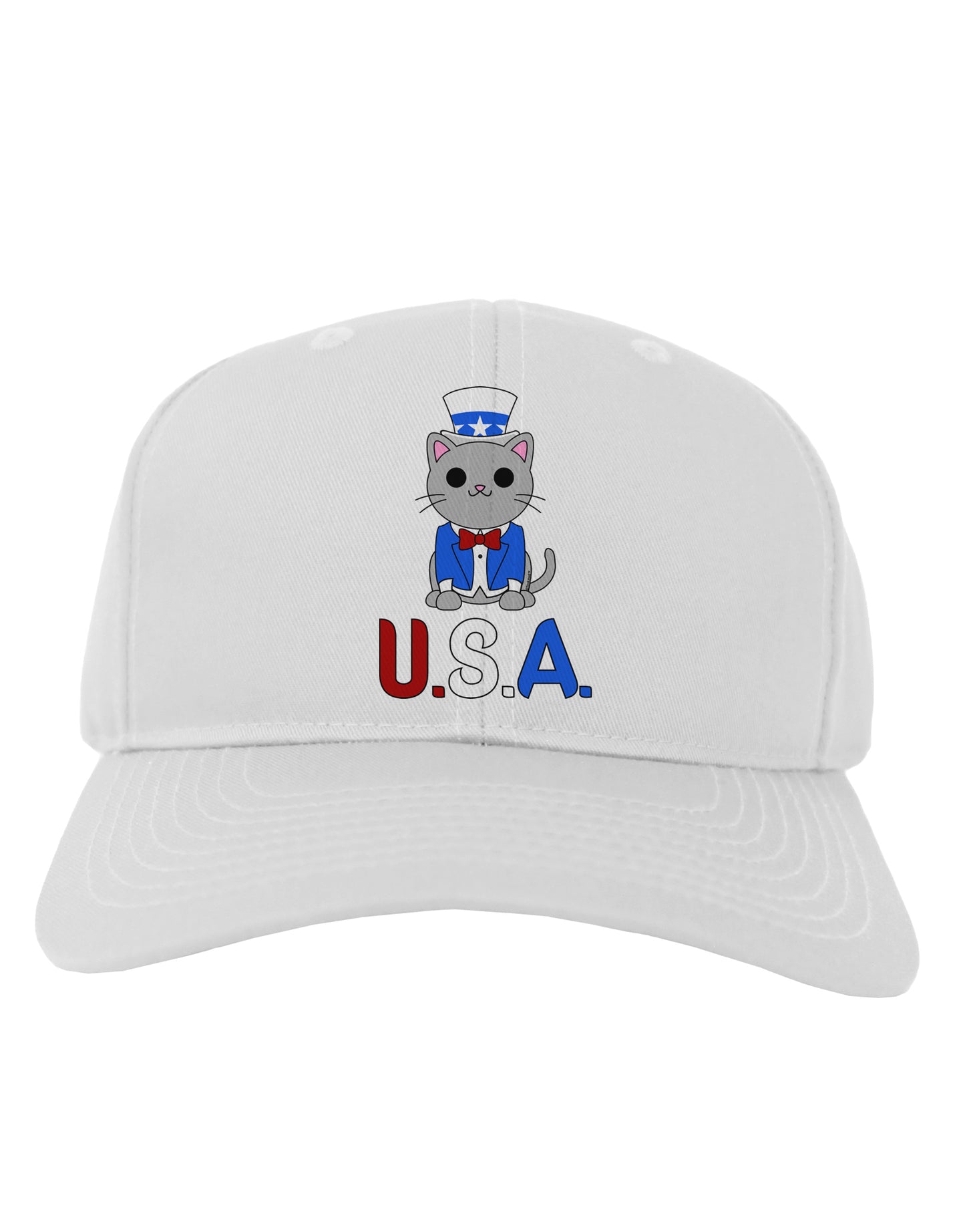 Patriotic Cat - USA Adult Baseball Cap Hat by TooLoud-Baseball Cap-TooLoud-White-One Size-Davson Sales