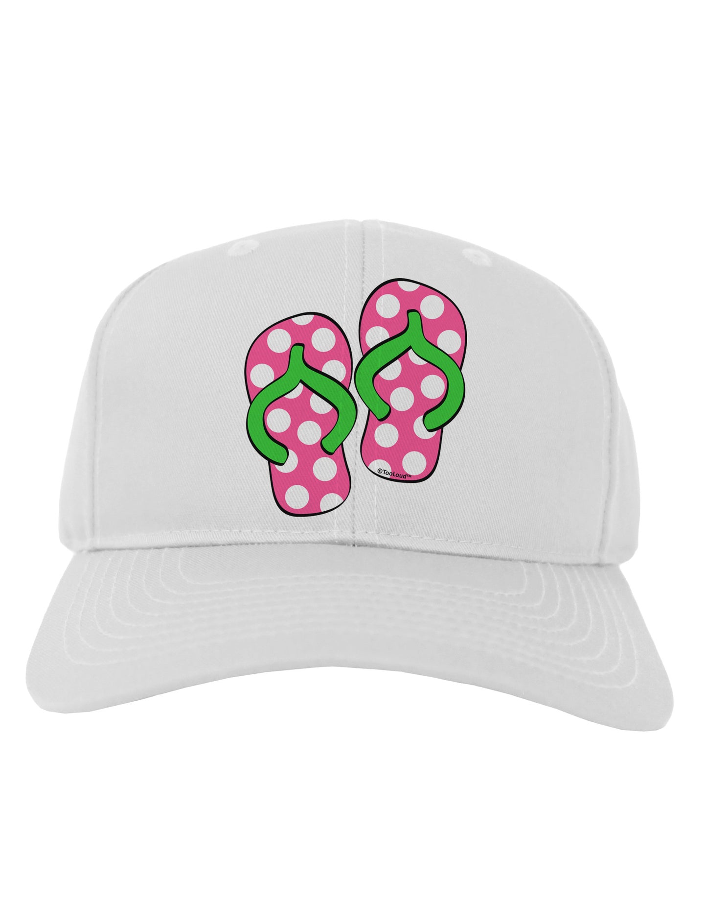 Cute Polka Dot Flip Flops - Pink and Green Adult Baseball Cap Hat-Baseball Cap-TooLoud-White-One Size-Davson Sales