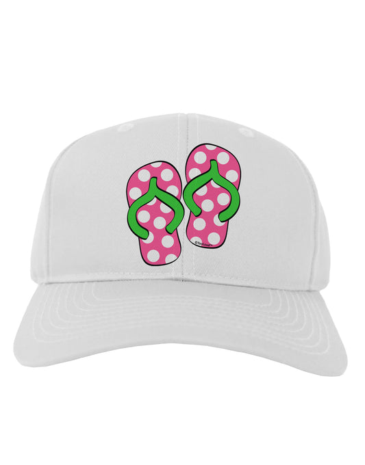 Cute Polka Dot Flip Flops - Pink and Green Adult Baseball Cap Hat-Baseball Cap-TooLoud-White-One Size-Davson Sales