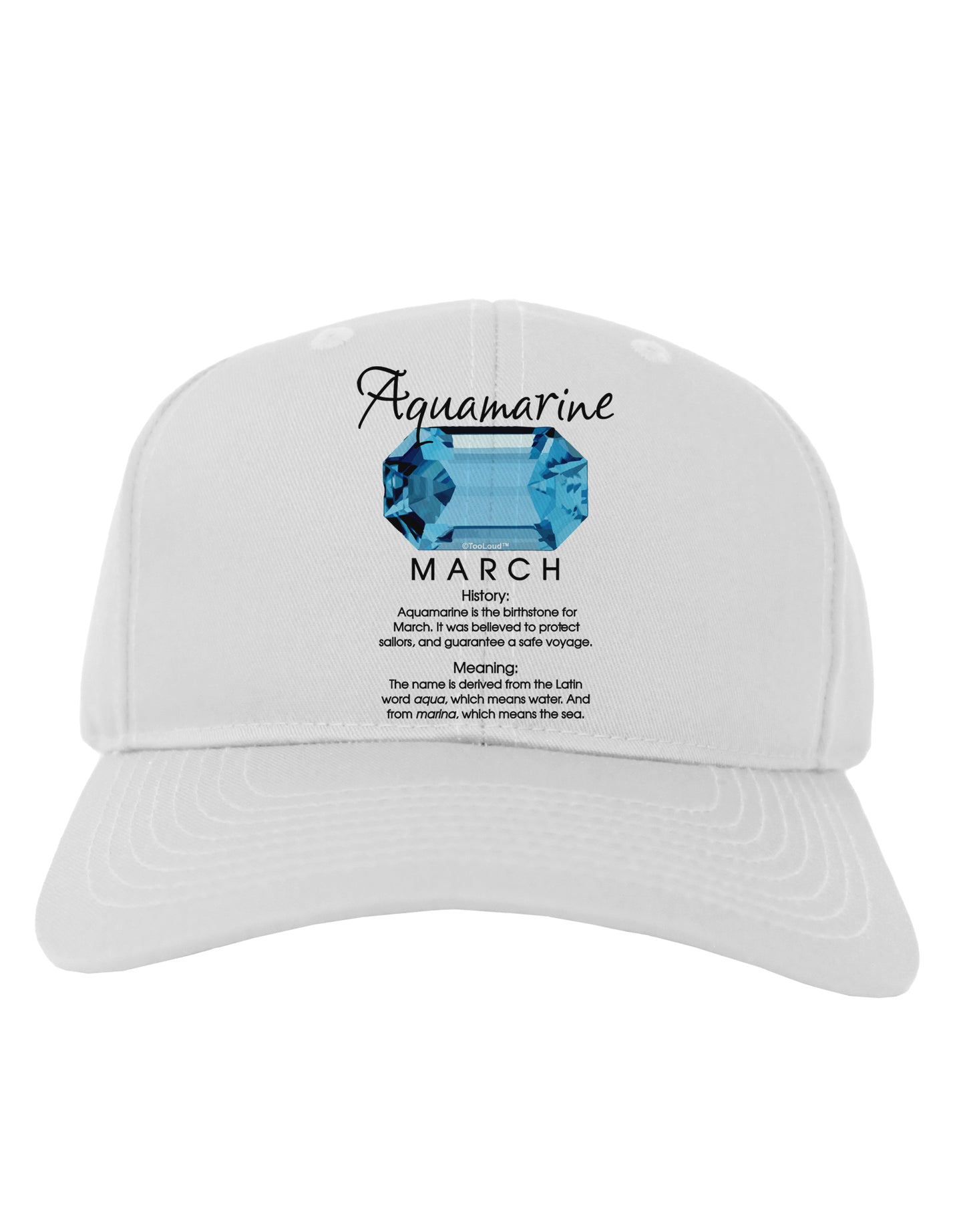 Birthstone Aquamarine Adult Baseball Cap Hat-Baseball Cap-TooLoud-White-One Size-Davson Sales