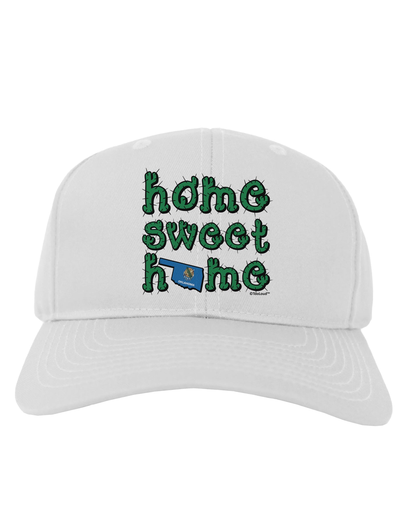 Home Sweet Home - Oklahoma - Cactus and State Flag Adult Baseball Cap Hat by TooLoud-Baseball Cap-TooLoud-White-One Size-Davson Sales