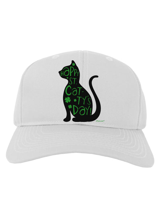 Happy St. Catty's Day - St. Patrick's Day Cat Adult Baseball Cap Hat by TooLoud-Baseball Cap-TooLoud-White-One Size-Davson Sales