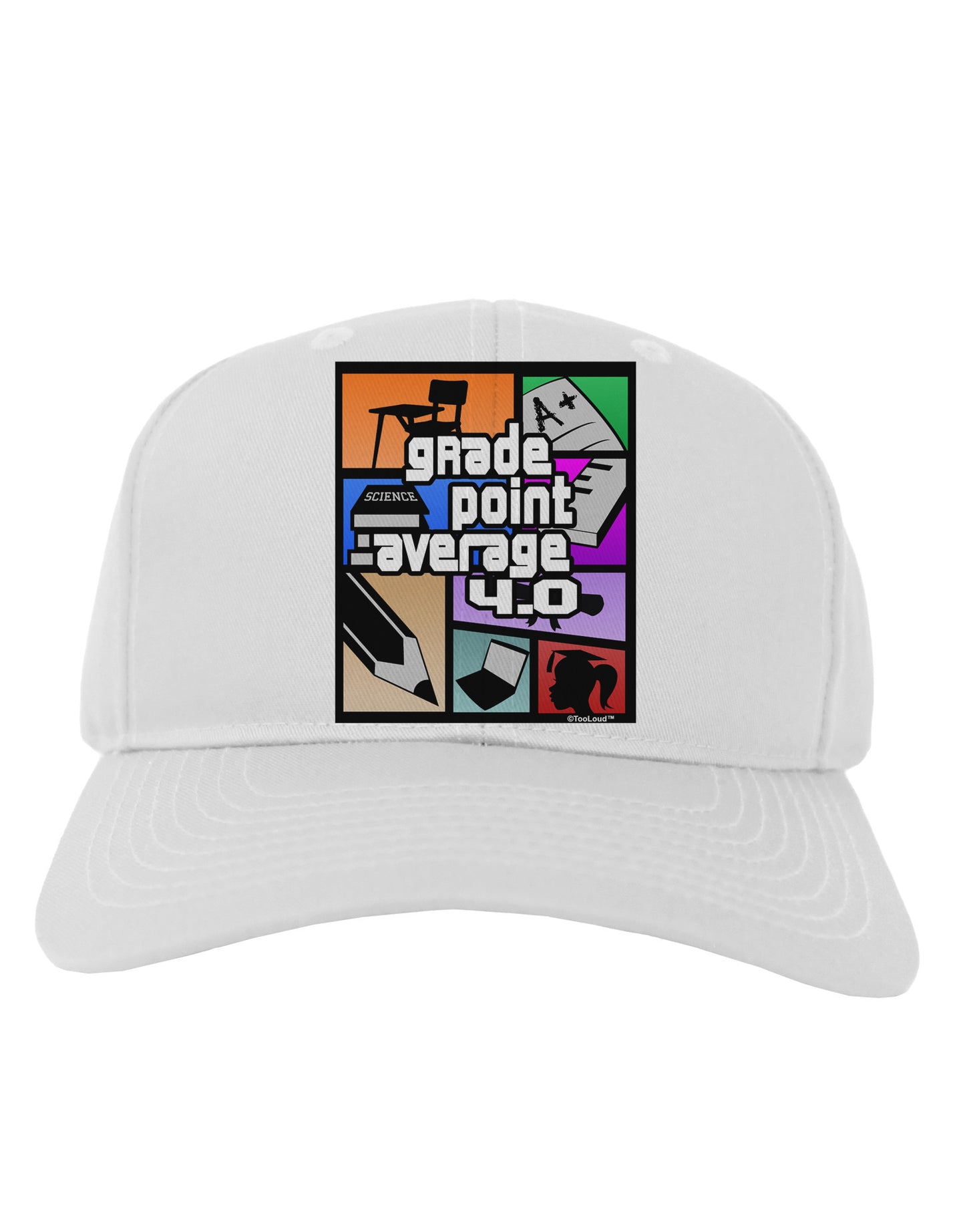 GPA 4 - Grade Point Average Adult Baseball Cap Hat-Baseball Cap-TooLoud-White-One Size-Davson Sales
