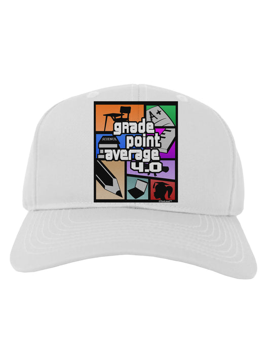 GPA 4 - Grade Point Average Adult Baseball Cap Hat-Baseball Cap-TooLoud-White-One Size-Davson Sales