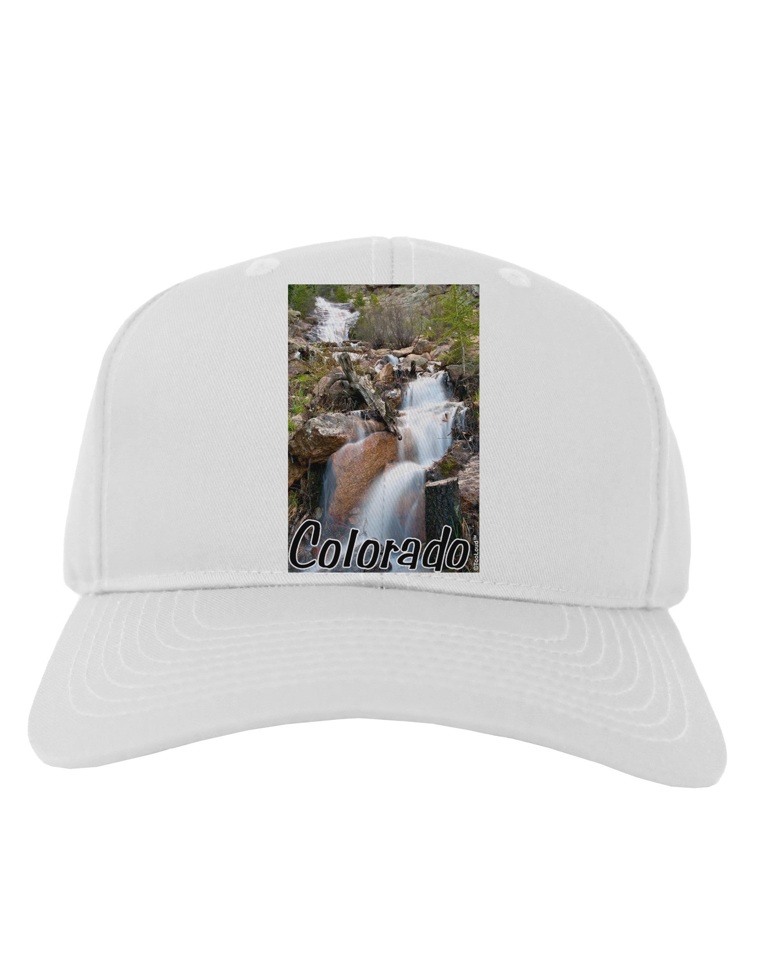 Colorado Waterfall Scene Text Adult Baseball Cap Hat-Baseball Cap-TooLoud-White-One Size-Davson Sales