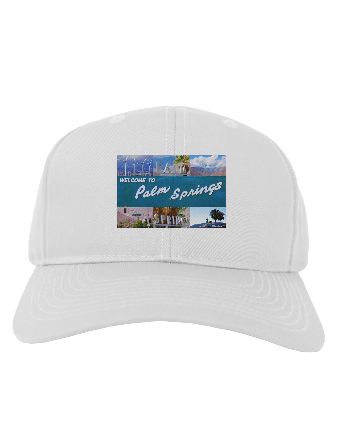Welcome to Palm Springs Collage Adult Baseball Cap Hat-Baseball Cap-TooLoud-White-One Size-Davson Sales