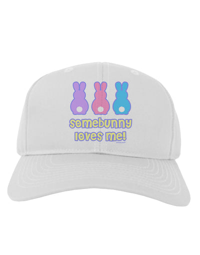 Three Easter Bunnies - Somebunny Loves Me Adult Baseball Cap Hat by TooLoud-Baseball Cap-TooLoud-White-One Size-Davson Sales
