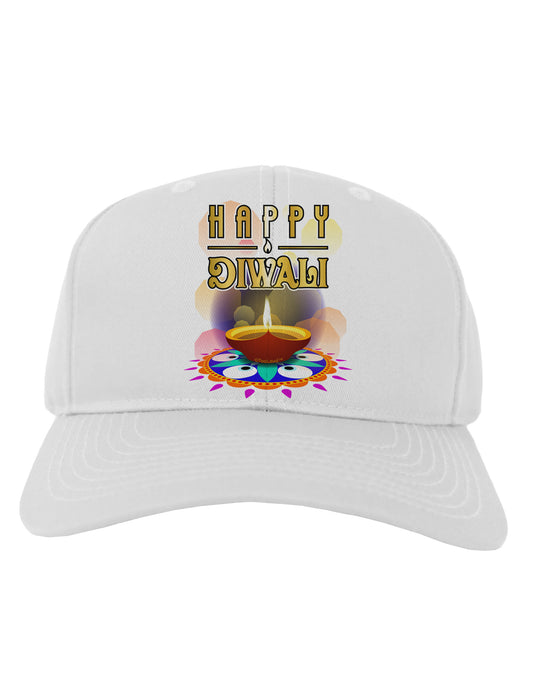 Happy Diwali - Rangoli and Diya Adult Baseball Cap Hat by-Baseball Cap-TooLoud-White-One Size-Davson Sales