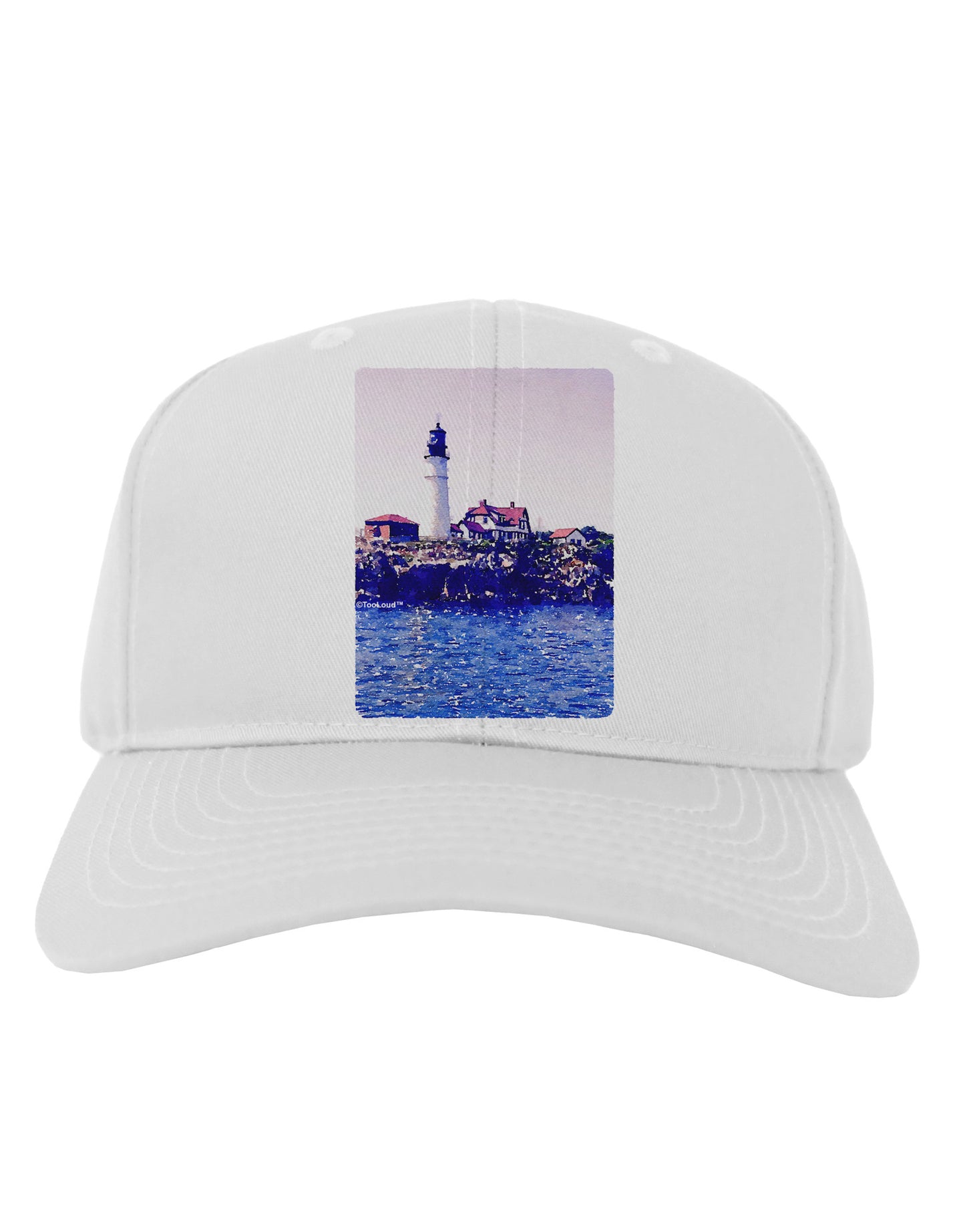 TooLoud Watercolor Lighthouse 2 Adult Baseball Cap Hat-Baseball Cap-TooLoud-White-One Size-Davson Sales