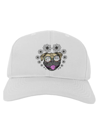 TooLoud Pug Life Hippy Adult Baseball Cap Hat-Baseball Cap-TooLoud-White-One-Size-Fits-Most-Davson Sales