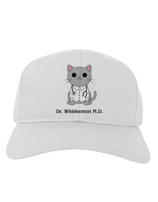 Dr Whiskerson MD - Cute Cat Design Adult Baseball Cap Hat by TooLoud-Baseball Cap-TooLoud-White-One Size-Davson Sales