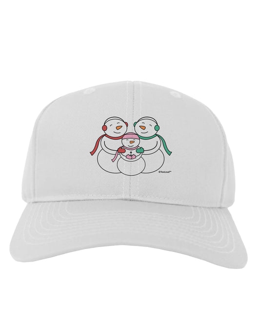 Cute Snowman Family with Girl Adult Baseball Cap Hat by TooLoud-Baseball Cap-TooLoud-White-One Size-Davson Sales