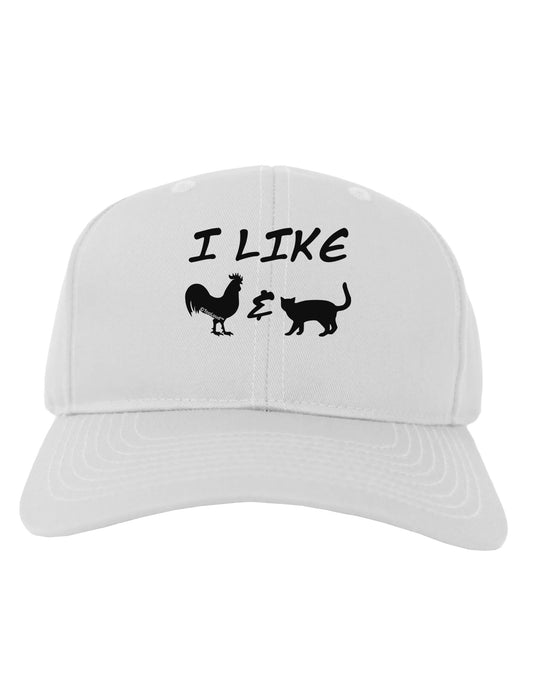 I Like Rooster & Cat Silhouette Adult Baseball Cap Hat by TooLoud-Baseball Cap-TooLoud-White-One Size-Davson Sales