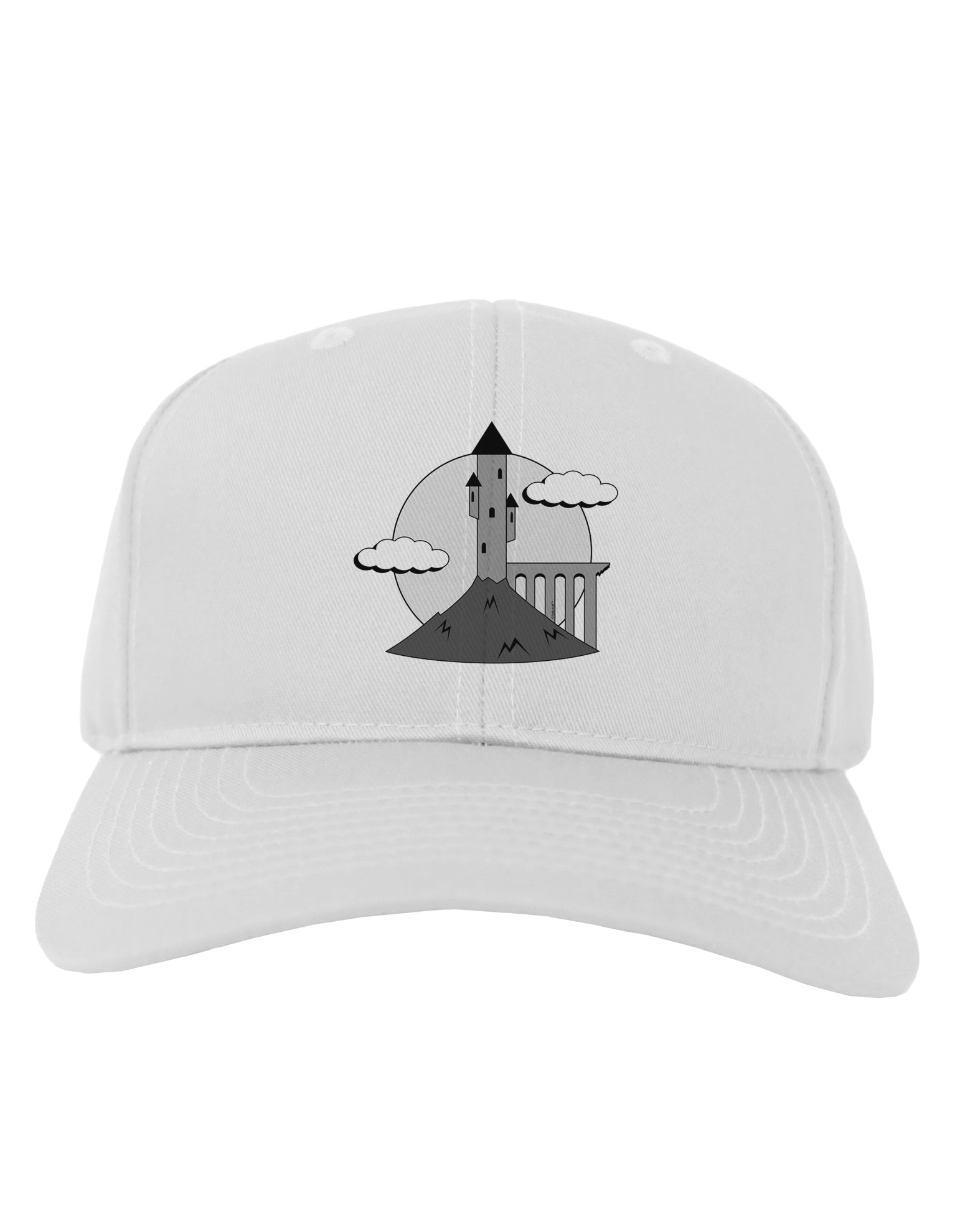 Moonlit Wizard Tower - Grayscale Adult Baseball Cap Hat-Baseball Cap-TooLoud-White-One Size-Davson Sales