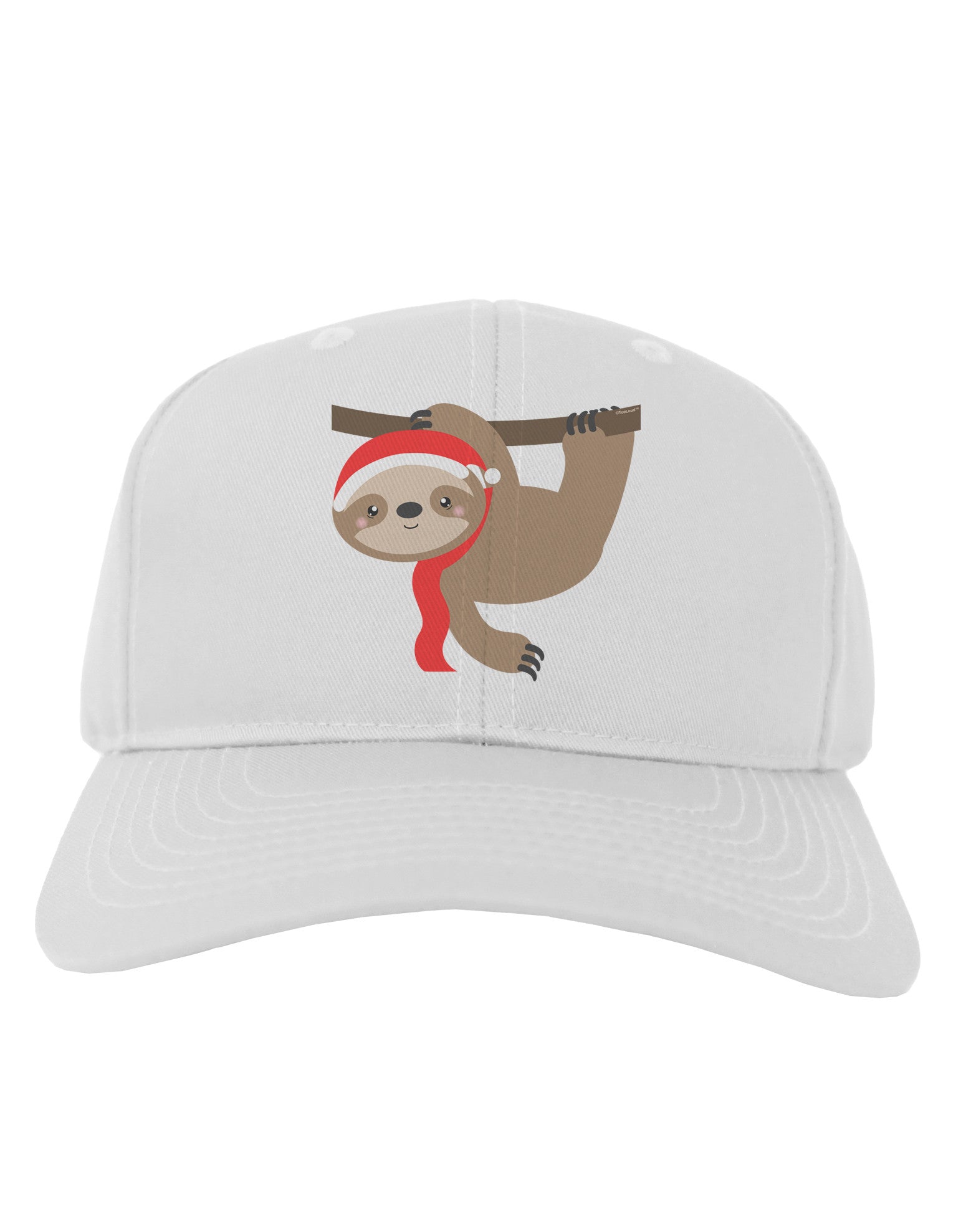 Cute Christmas Sloth with Santa Hat Adult Baseball Cap Hat-Baseball Cap-TooLoud-White-One Size-Davson Sales