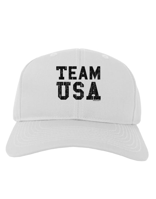 Team USA Distressed Text Adult Baseball Cap Hat-Baseball Cap-TooLoud-White-One Size-Davson Sales