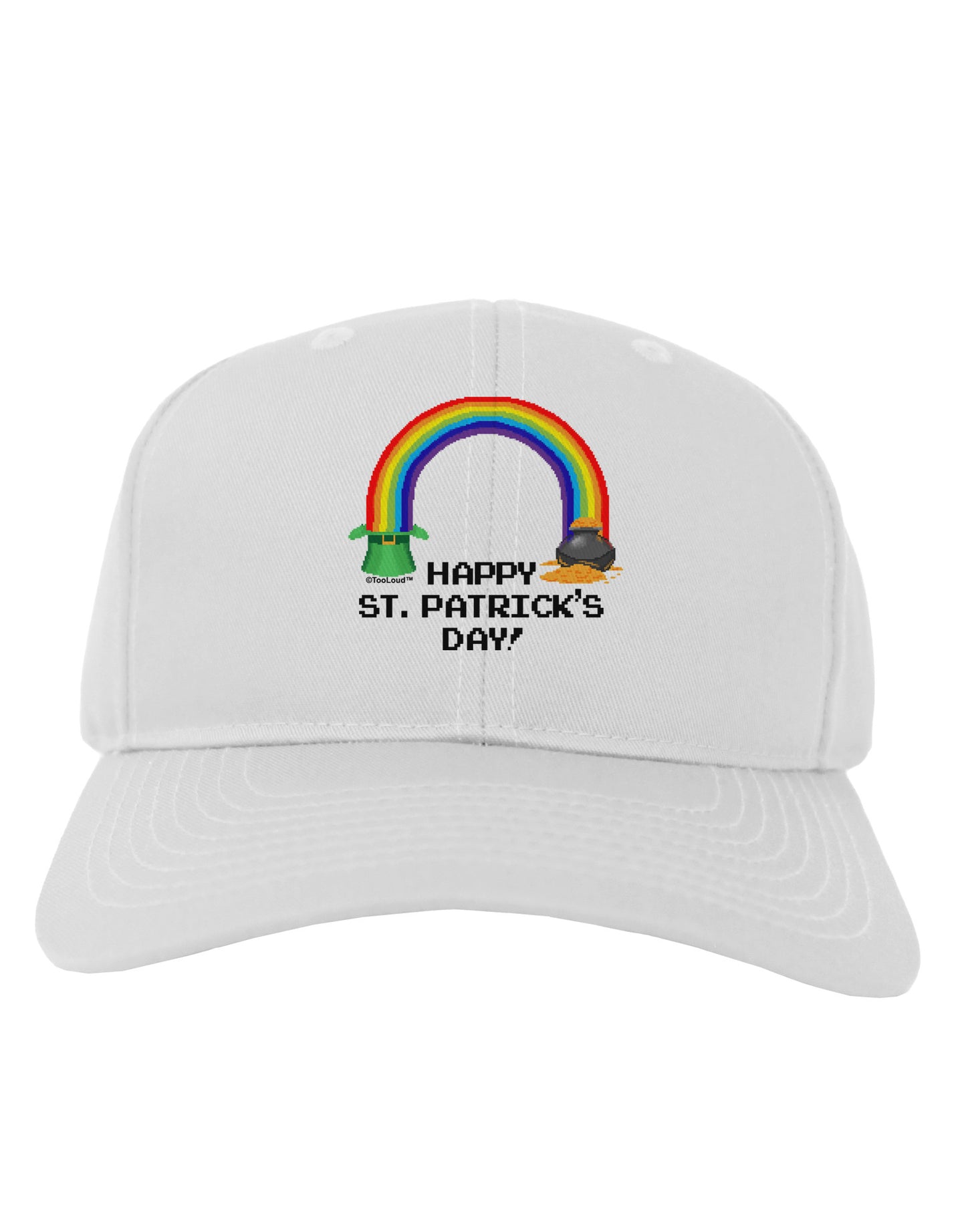 Pixel Pot of Gold St Patrick Text Adult Baseball Cap Hat-Baseball Cap-TooLoud-White-One Size-Davson Sales