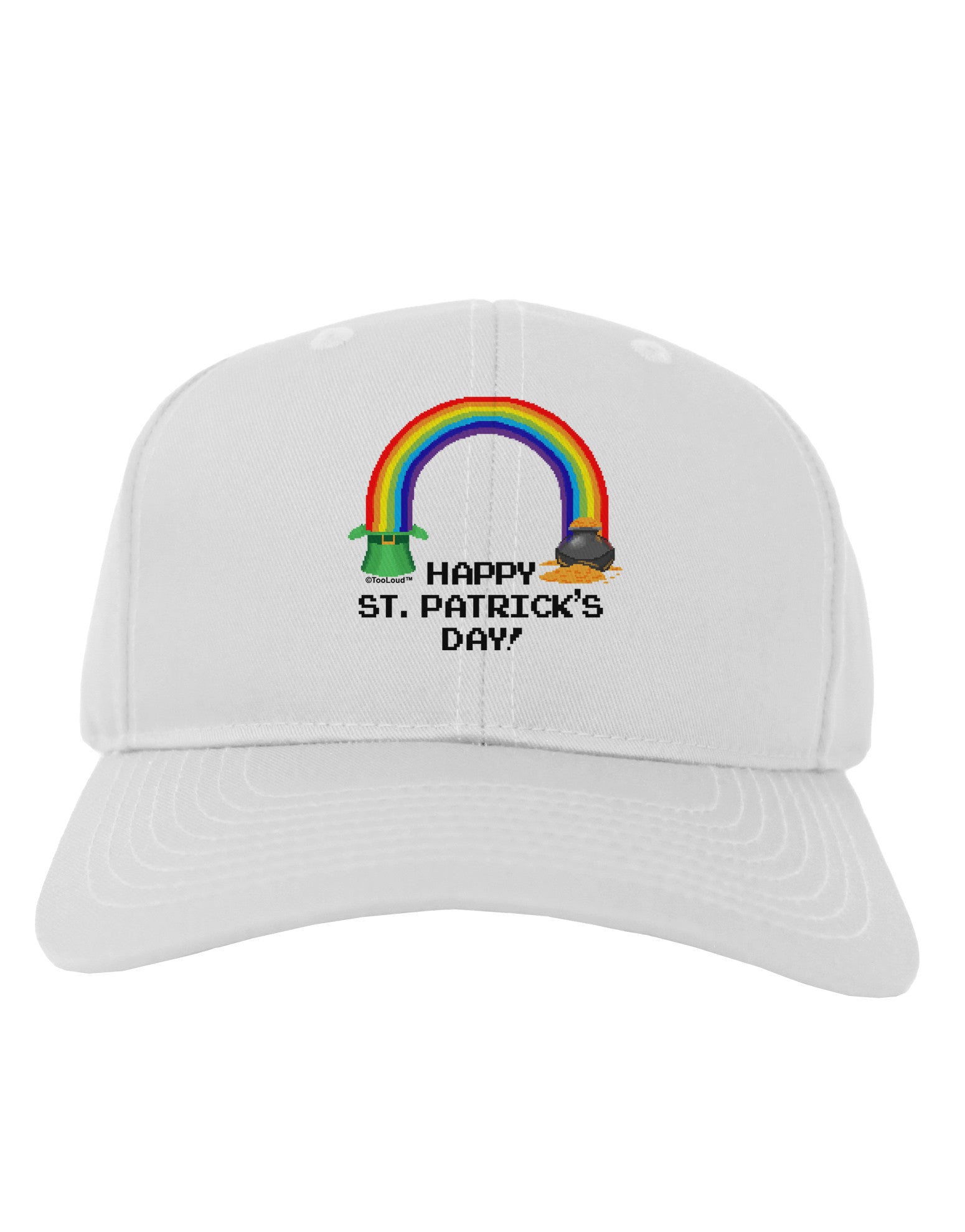 Pixel Pot of Gold St Patrick Text Adult Baseball Cap Hat-Baseball Cap-TooLoud-White-One Size-Davson Sales