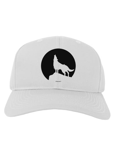 Wolf Howling at the Moon - Design #1 Adult Baseball Cap Hat by TooLoud-Baseball Cap-TooLoud-White-One Size-Davson Sales