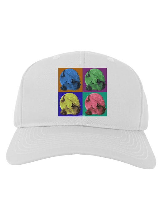 Three Wolves Howling - Pop-Art #2 Adult Baseball Cap Hat by TooLoud-Baseball Cap-TooLoud-White-One Size-Davson Sales