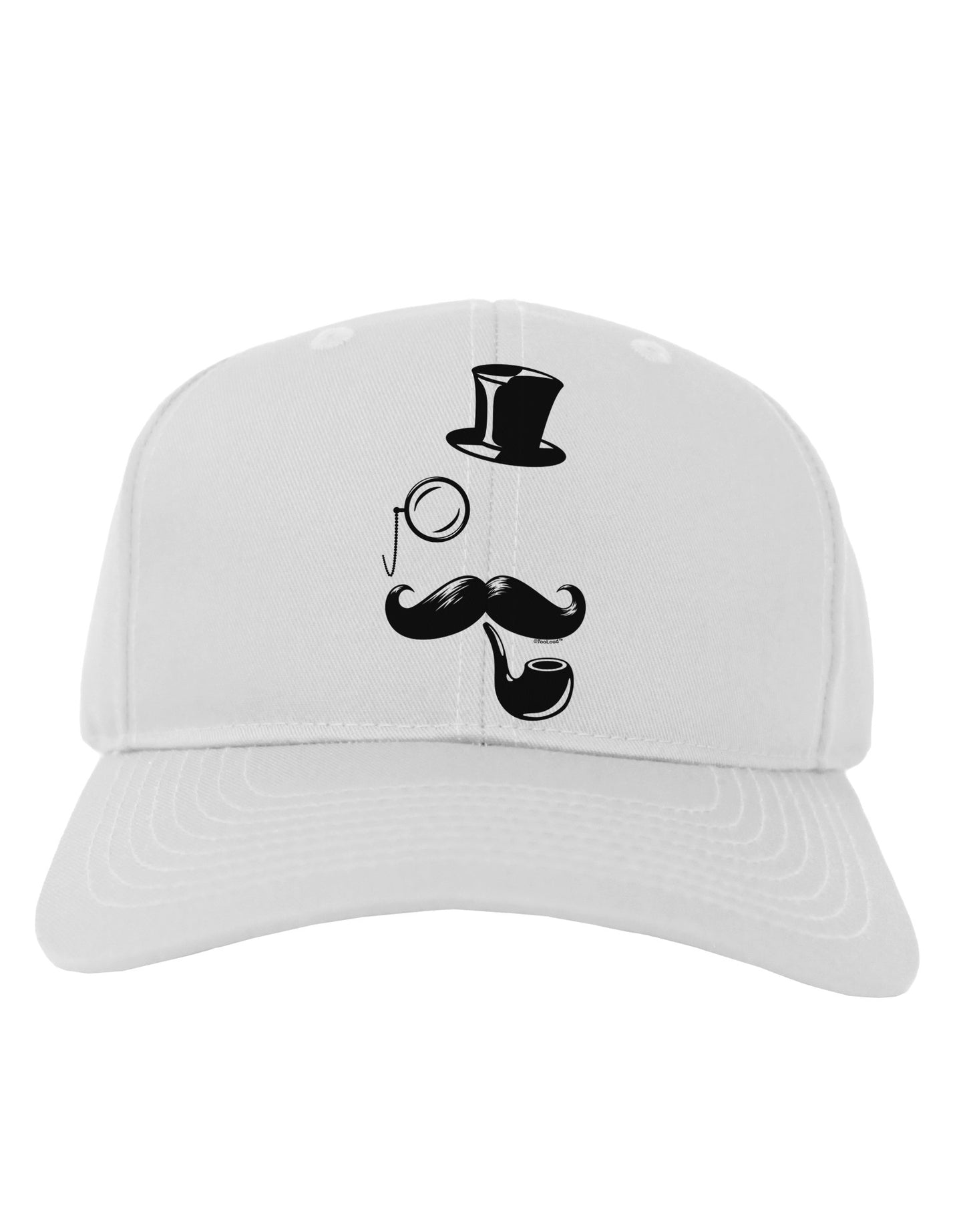 Tophat Mustache Pipe and Monocle Adult Baseball Cap Hat-Baseball Cap-TooLoud-White-One Size-Davson Sales