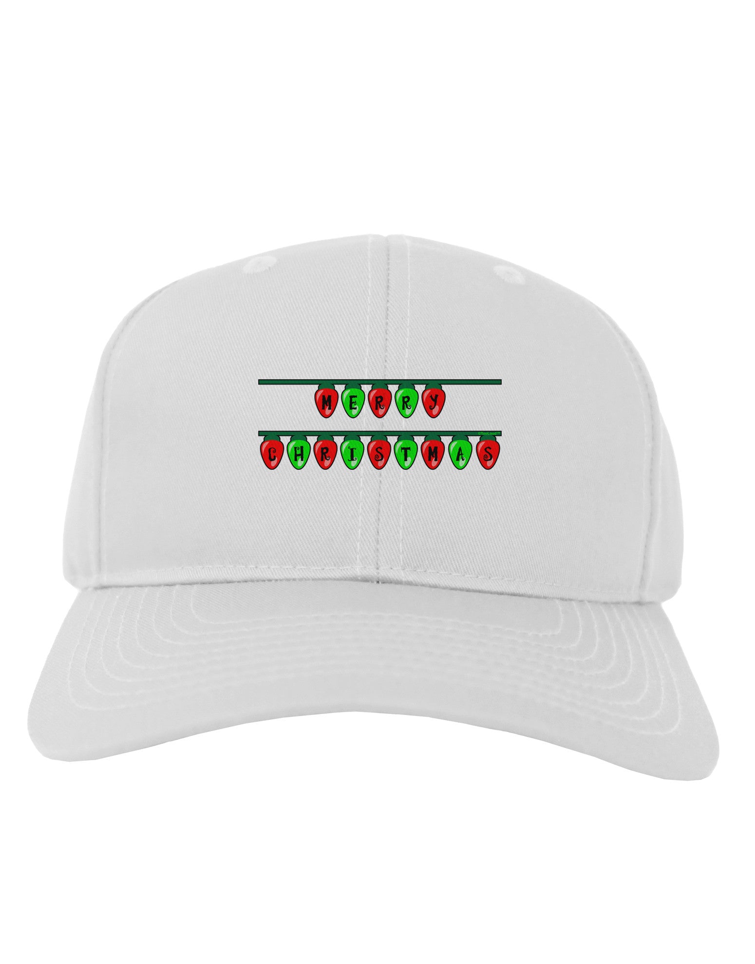 Merry Christmas Lights Red and Green Adult Baseball Cap Hat-Baseball Cap-TooLoud-White-One Size-Davson Sales