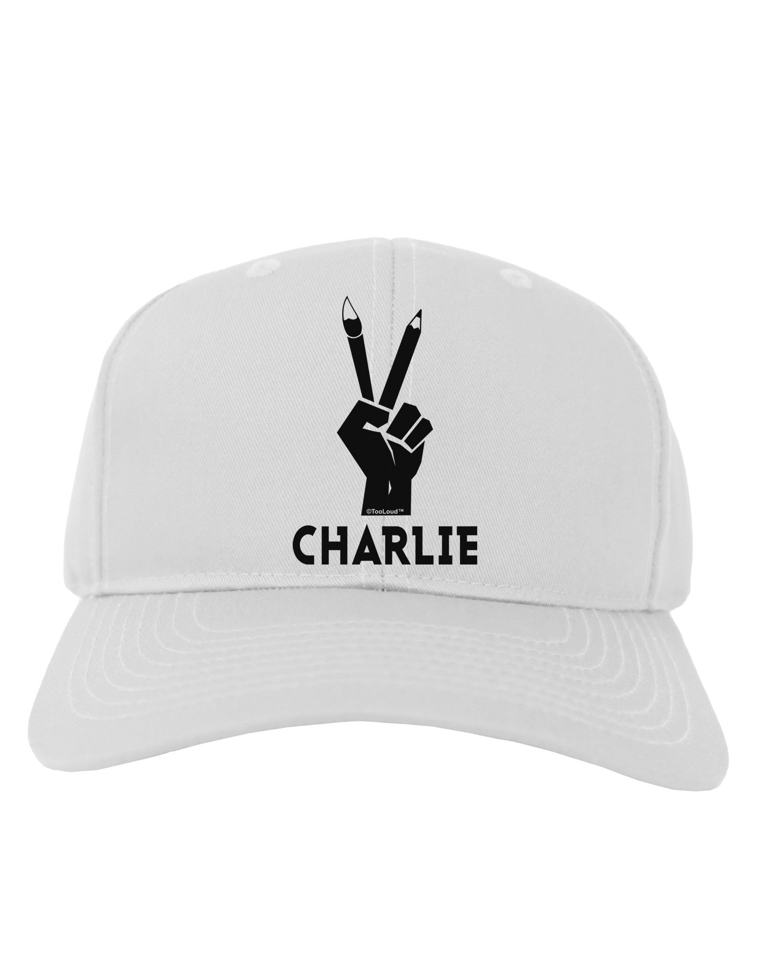 Hand Peace Sign - Charlie Design Adult Baseball Cap Hat by TooLoud-Baseball Cap-TooLoud-White-One Size-Davson Sales