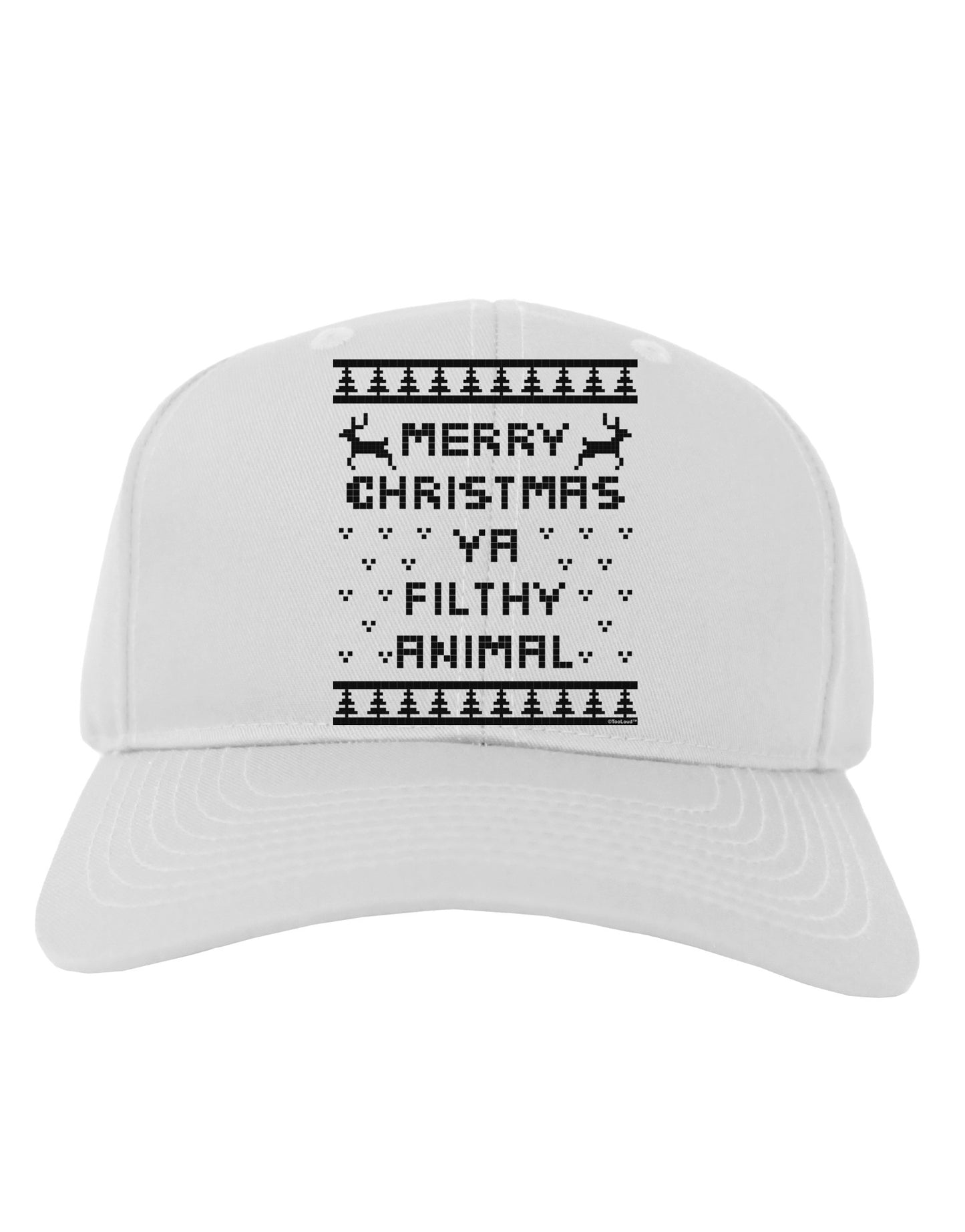 Merry Christmas Ya Filthy Animal Christmas Sweater Adult Baseball Cap Hat-Baseball Cap-TooLoud-White-One Size-Davson Sales