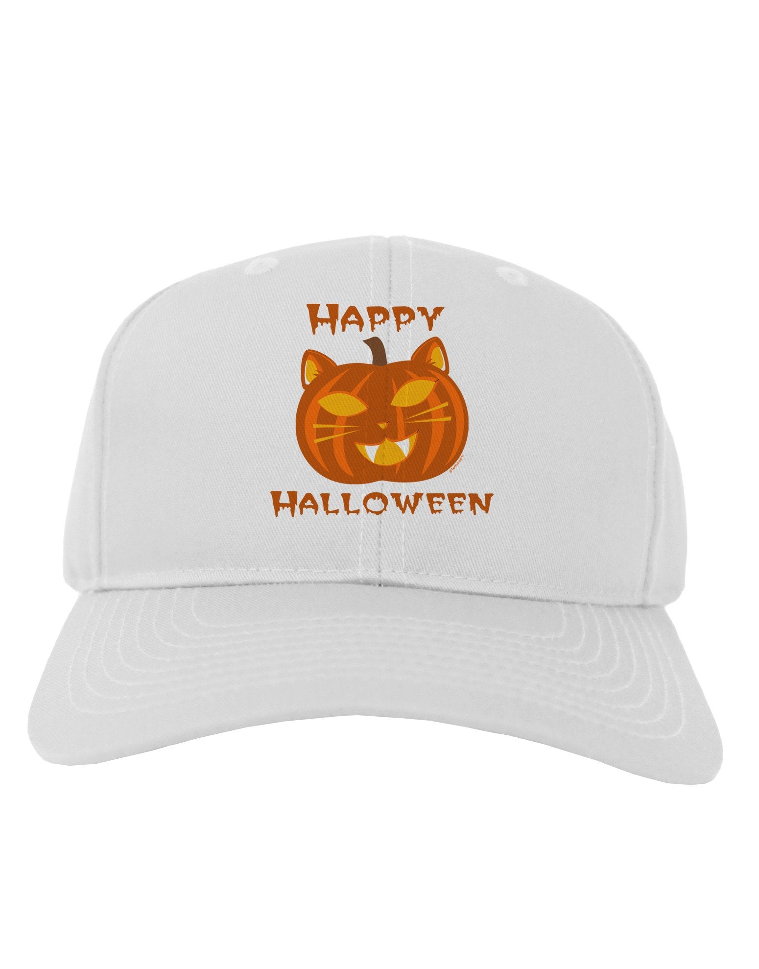 Cat-O-Lantern With Text Adult Baseball Cap Hat-Baseball Cap-TooLoud-White-One Size-Davson Sales