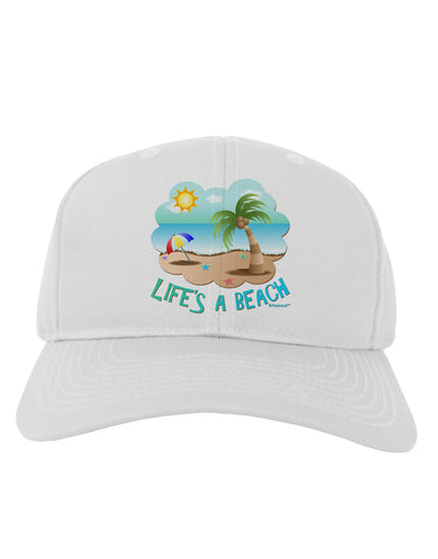 Fun Summer Beach Scene - Life's a Beach Adult Baseball Cap Hat by TooLoud-Baseball Cap-TooLoud-White-One Size-Davson Sales