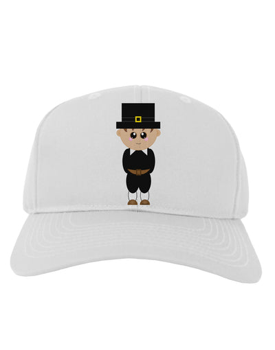 Cute Pilgrim Boy Thanksgiving Adult Baseball Cap Hat-Baseball Cap-TooLoud-White-One Size-Davson Sales