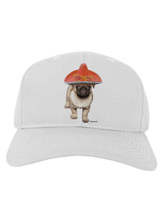 Pug Dog with Pink Sombrero Adult Baseball Cap Hat by TooLoud-Baseball Cap-TooLoud-White-One Size-Davson Sales