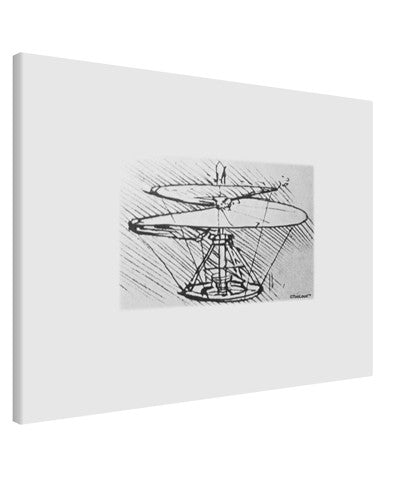 Helicopter Sketch Printed Canvas Art Landscape - Choose Size-TooLoud-14x11"-Davson Sales