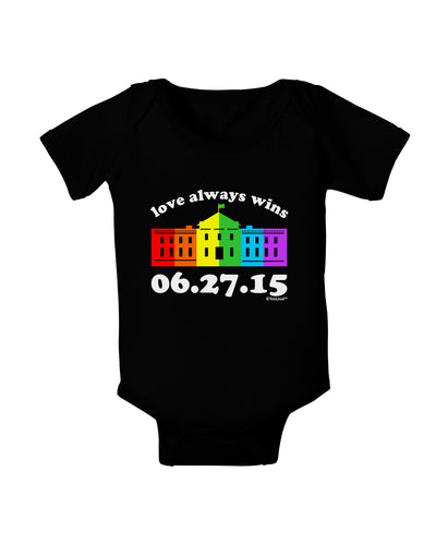 Love Always Wins with Date - Marriage Equality Baby Bodysuit Dark-Baby Romper-TooLoud-Black-06-Months-Davson Sales