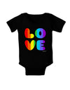 Rainbow LOVE Text Baby Bodysuit Dark by TooLoud-Baby Romper-TooLoud-Black-06-Months-Davson Sales