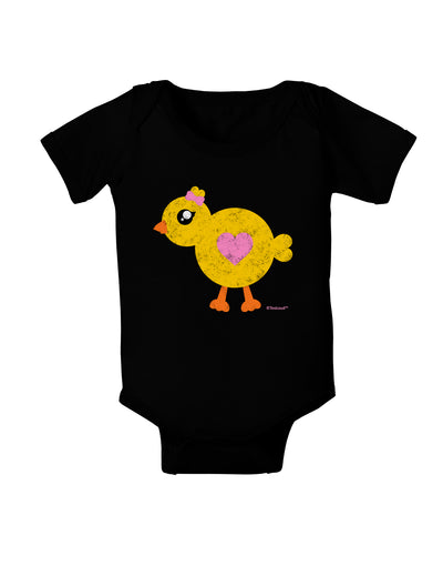 Cute Chick with Bow - Crayon Style Drawing Baby Bodysuit Dark by TooLoud-Baby Romper-TooLoud-Black-06-Months-Davson Sales