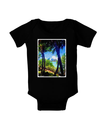 TooLoud Tropical Skyline Baby Bodysuit Dark-Baby Romper-TooLoud-Black-06-Months-Davson Sales