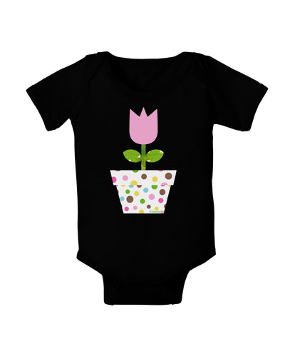 Easter Tulip Design - Pink Baby Bodysuit Dark by TooLoud-Baby Romper-TooLoud-Black-06-Months-Davson Sales