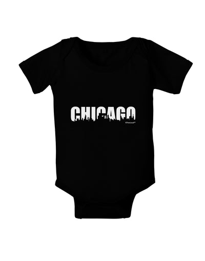 Chicago Skyline Cutout Baby Bodysuit Dark by TooLoud-Baby Romper-TooLoud-Black-06-Months-Davson Sales