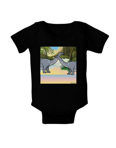 Diplodocus Longus - Without Name Baby Bodysuit Dark-Baby Romper-TooLoud-Black-06-Months-Davson Sales