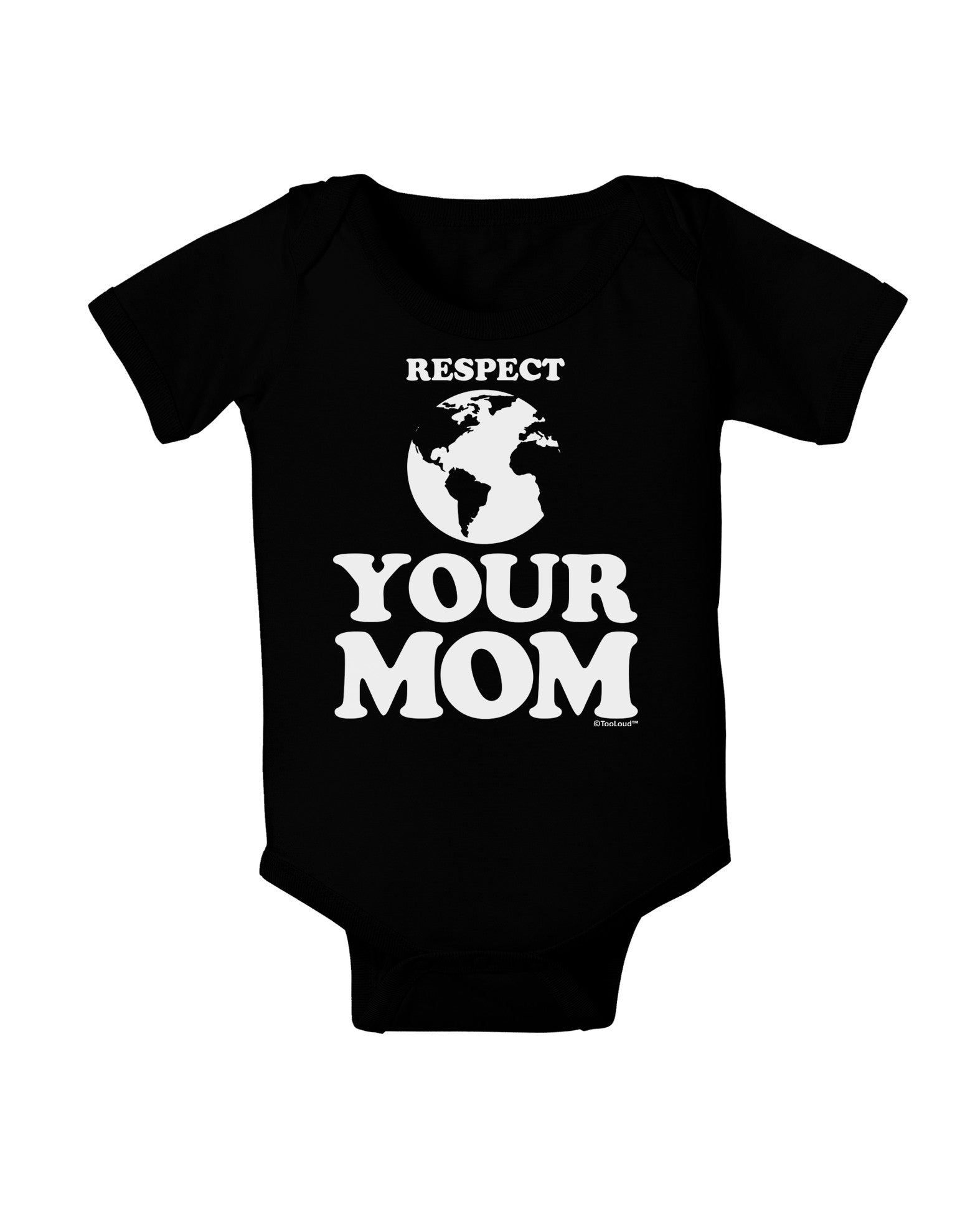 Respect Your Mom - Mother Earth Design Baby Bodysuit Dark-Baby Romper-TooLoud-Black-06-Months-Davson Sales
